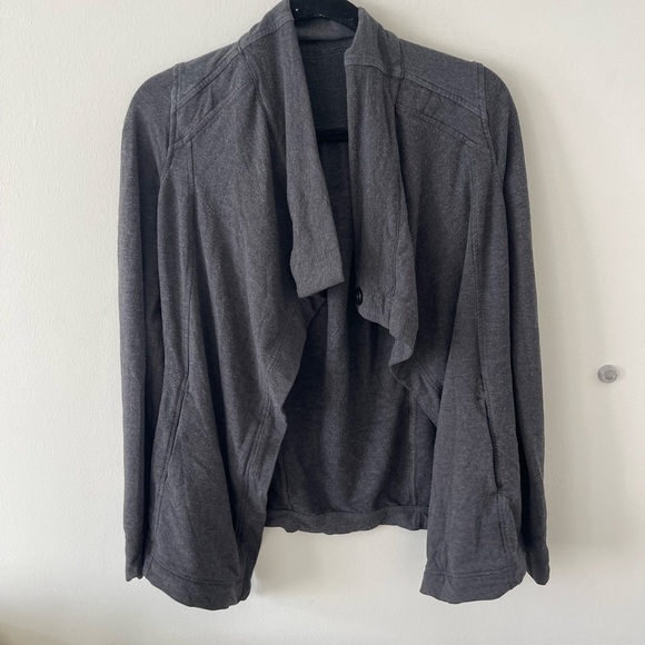 Lululemon Grey Draped Button Cardigan - Picture 1 of 7